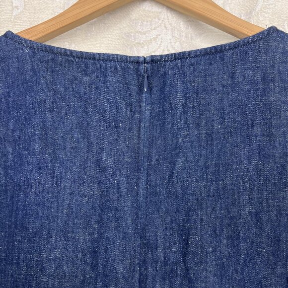 COS organic cotton hemp denim shift dress cuffed short sleeve summer classic 10 - Picture 8 of 11